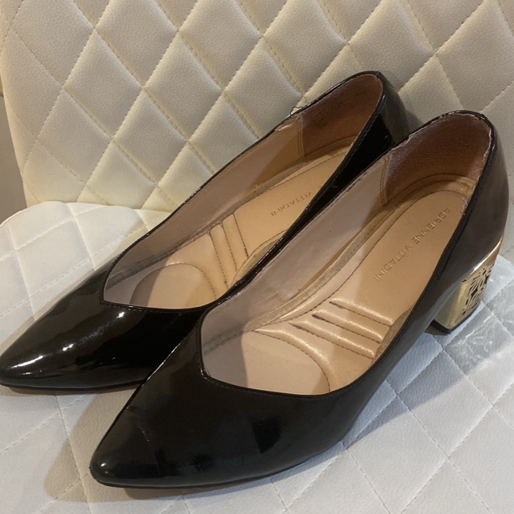 Adrienne Vittadini Black Heels Patent Leather